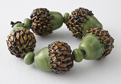 Acorn Lampwork Beads