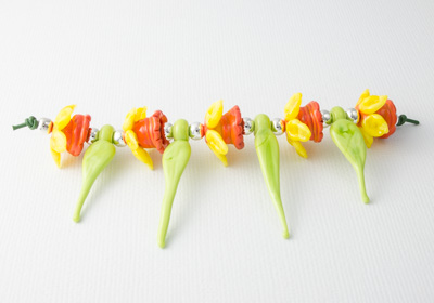 Daffodil Lampwork Beads