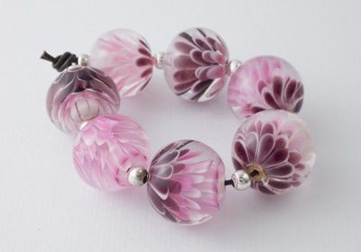 Pinky Dahlia Lampwork Beads