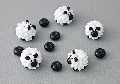 "Baaa" Sheep Lampwork Beads