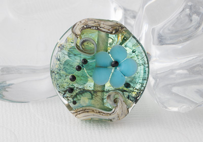 Lampwork "Silver Flower" Focal Bead