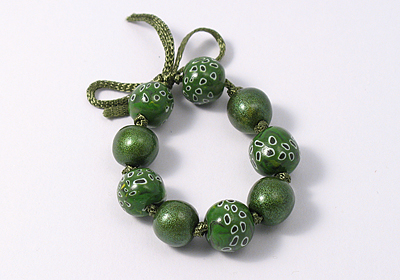 Green Spotty Polymer Clay Beads