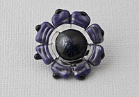 Purple Flower Lampwork Button