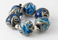 Silver Glass Swirl Nugget Beads