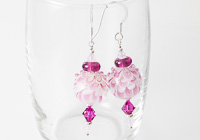 Pink Dahlia Lampwork Earrings alternative view 1