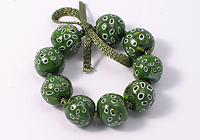 Green and Yellow Spotty Polymer Clay Beads