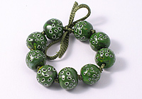 Green and Yellow Spotty Polymer Clay Beads alternative view 1