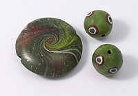 Green Polymer Clay Beads with Silver Leaf alternative view 1