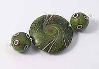 Green Polymer Clay Beads with Silver Leaf alternative view 2